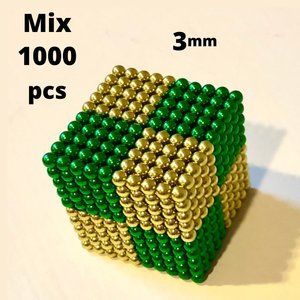 1000 - 3 mm Green-Gold Magnet Balls Stress Relief Toy